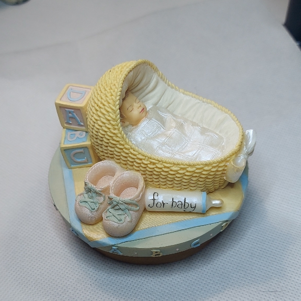 Vintage Our America newborn baby scene "For Baby" Candle  Topper Baby Shower